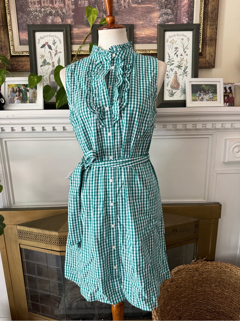 NWT J. Crew Gingham tie-waist mini dress